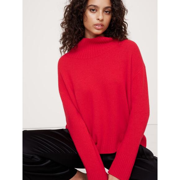 Banana Republic Oversized Cashmere Turtleneck Sweater - S - Red Sunset